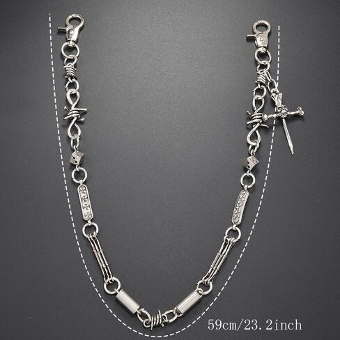 Skull Wallet Chain for Men - Cross Pants Chain Belt Chain Dice Pocket Chains Hip Hop Punk Jeans Biker Chains Goth Clothing Accessories in Saudi Arabia