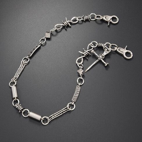 Skull Wallet Chain for Men - Cross Pants Chain Belt Chain Dice Pocket Chains Hip Hop Punk Jeans Biker Chains Goth Clothing Accessories in Saudi Arabia