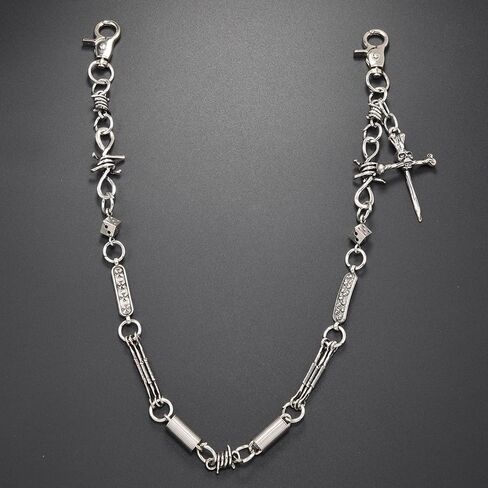 Skull Wallet Chain for Men - Cross Pants Chain Belt Chain Dice Pocket Chains Hip Hop Punk Jeans Biker Chains Goth Clothing Accessories in Saudi Arabia