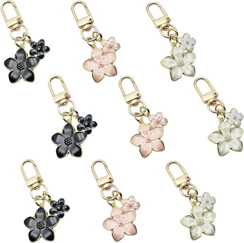 سلاسل مفاتيح على شكل زهرة رائعة للنساء من Ymcafmo، حلية سلسلة مفاتيح أنيقة، ملحقات حقيبة ومحفظة لحقائب اليد وحقائب الظهر - إكسسوارات أنيقة (9 قطع) in Kuwait