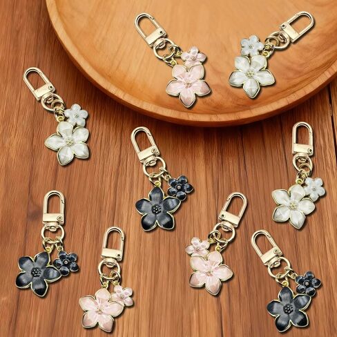 سلاسل مفاتيح على شكل زهرة رائعة للنساء من Ymcafmo، حلية سلسلة مفاتيح أنيقة، ملحقات حقيبة ومحفظة لحقائب اليد وحقائب الظهر - إكسسوارات أنيقة (9 قطع) in Kuwait