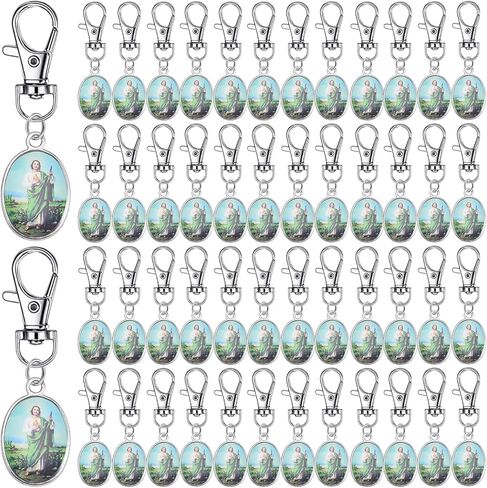 50 قطعة من سلاسل المفاتيح الكاثوليكية سانت جود مصنوعة من سبائك الزنك مناسبة لسلاسل مفاتيح الكنائس وعيد الفصح وإكسسوارات المجوهرات. in Kuwait