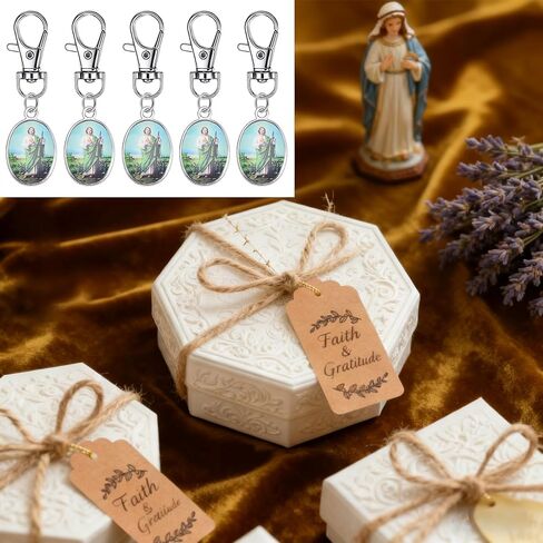 50 قطعة من سلاسل المفاتيح الكاثوليكية سانت جود مصنوعة من سبائك الزنك مناسبة لسلاسل مفاتيح الكنائس وعيد الفصح وإكسسوارات المجوهرات. in Kuwait