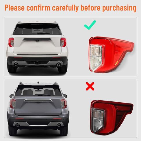 مجموعة مصابيح خلفية لسيارة Ford Explorer 2020-2024 ضوء الفرامل الخلفية الضوء الخلفي الجانب الأيمن للراكب RH LB5Z-13404-C in Kuwait