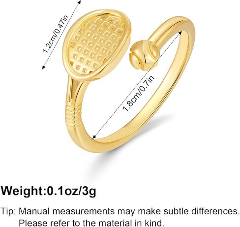 Gold Tennis Racket Ring 18K Gold Plated Open Ring Adjustable Cuff Ring for Women Sporty Fashion Jewelry Gift for Fan in Kuwait