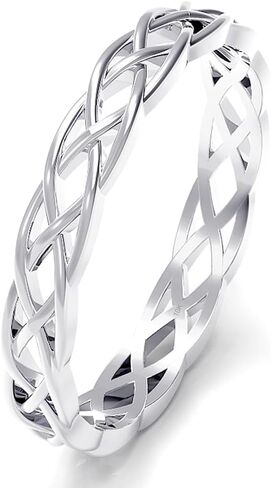 925 Sterling Silver Celtic Knot Chain Rings for Women Men, Size 7 Vintage Eternity Band Ring Valentine Prom Festival Fashion Jewelry Gift. in Saudi Arabia