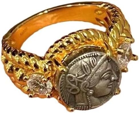 DYFUHO أسطورة الآلهة أثينا عملة الدائري، الأسطورة اليونانية الآلهة داينتي مكعب زركونيا الدائري، حلقة مفتوحة in Kuwait