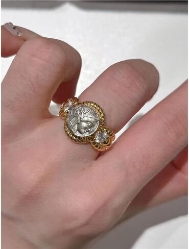 DYFUHO أسطورة الآلهة أثينا عملة الدائري، الأسطورة اليونانية الآلهة داينتي مكعب زركونيا الدائري، حلقة مفتوحة in Kuwait