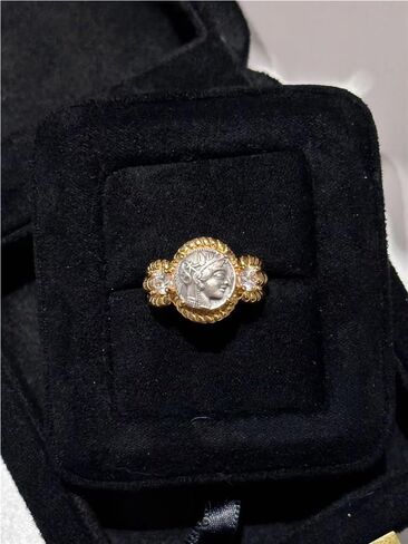 DYFUHO أسطورة الآلهة أثينا عملة الدائري، الأسطورة اليونانية الآلهة داينتي مكعب زركونيا الدائري، حلقة مفتوحة in Kuwait