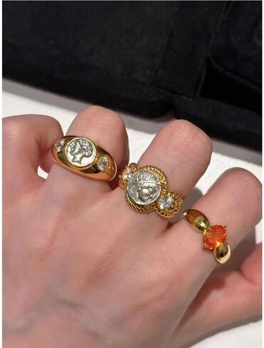 DYFUHO أسطورة الآلهة أثينا عملة الدائري، الأسطورة اليونانية الآلهة داينتي مكعب زركونيا الدائري، حلقة مفتوحة in Kuwait