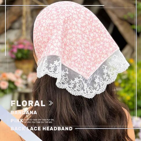 Acenail Boho Hair Bandanas Wide Floral Bandana Headbands Non Slip Tie Back Hair Scarfs Summer Lace Head Kerchief Headband Bohemian Head Wraps Fashion Hair Accessories for Women Girls 4Pcs (Daisy) in Kuwait