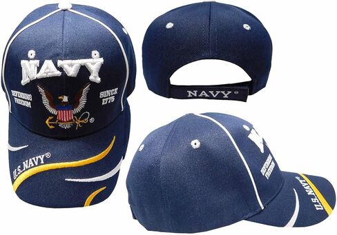 U.S. Navy Eagle Anchor Defending Freedom Since 1775 Swirls Navy Blue 100% Acrylic Adjustable Embroidered Cap Hat - CAP596E in Saudi Arabia