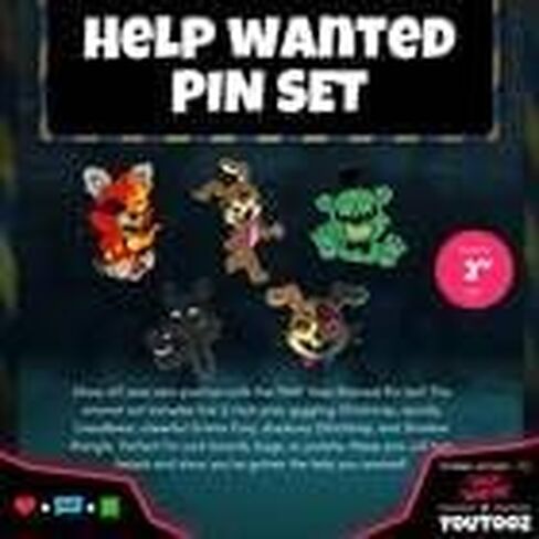 مجموعة دبابيس Youtooz Help Wanted، دبابيس مطلوبة للمساعدة مرخصة رسميًا، يتضمن صندوق التجميع 5 دبابيس من Youtooz Five Nights at Freddy's Collection in Saudi Arabia