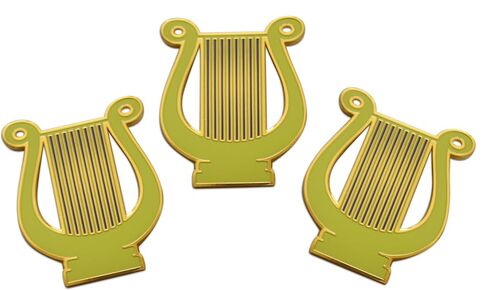 مجموعة Novel Merk Lyre Harp - دبوس طية صدر السترة الموسيقي ودبوس القبعة وربطة عنق - مع حقيبة ظهر 3 قطع in Saudi Arabia
