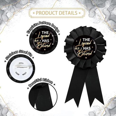 The Legend Has Retired Tinplate Badge Pin, Happy Retirement Button Pin for Men, Black Officially Retired Award Ribbon, Retirement Farewell/Going Away Party Favors in Saudi Arabia