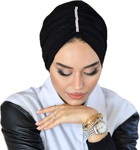 Jeweled Dubai-عمائم للنساء-حجاب للنساء|أغطية للشعر-أغطية رأس لعلاج السرطان-غطاء سفلي للحجاب-حجاب فوري-غطاء حجاب- in Kuwait