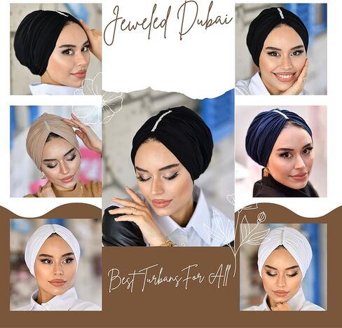 Jeweled Dubai-عمائم للنساء-حجاب للنساء|أغطية للشعر-أغطية رأس لعلاج السرطان-غطاء سفلي للحجاب-حجاب فوري-غطاء حجاب- in Kuwait