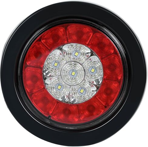 2 قطعة 4 بوصات مصابيح LED مستديرة للمقطورة 16 LED مع حلقة مطاطية محكمة الغلق مقاومة للماء IP67، مصابيح إشارة عكسية لإيقاف الفرامل لشاحنات مقطورة RV in Kuwait
