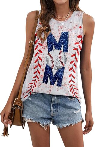 ALLTB Baseball Mom Tank Tops for Women Baseball Graphic Tanks Summer Sleeveless Softball Mom Tee Shirts in Kuwait