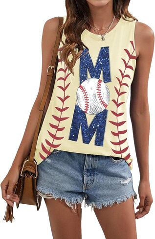 ALLTB Baseball Mom Tank Tops for Women Baseball Graphic Tanks Summer Sleeveless Softball Mom Tee Shirts in Saudi Arabia