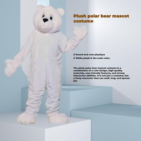 الدب القطبي زي التميمة هالوين الأبيض القطيفة الكبار تأثيري حلي in Kuwait