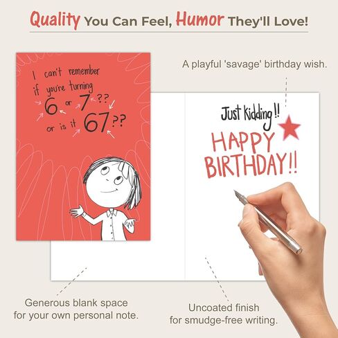 Gooji Funny Birthday Card for Teens - Viral 6 or 7 Meme Trend - Hilarious Bday Greeting for Son, Daughter, Friend - Joke About Age 67 - Trendy Social Media Humor for Gen Z & Alpha in Saudi Arabia