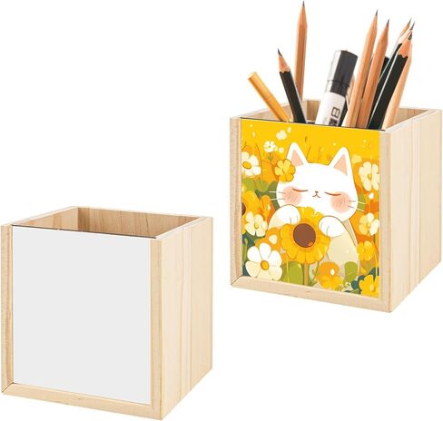 Framendino, 1 Pack Sublimation Pen Holder Blanks Wooden Pencil Cup Organizer for Personalized DIY Craft Desk Office in Saudi Arabia