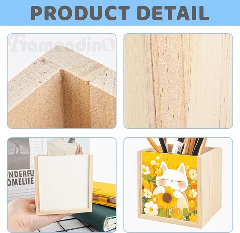 Framendino, 1 Pack Sublimation Pen Holder Blanks Wooden Pencil Cup Organizer for Personalized DIY Craft Desk Office in Saudi Arabia