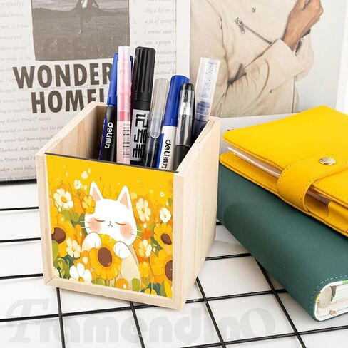 Framendino, 1 Pack Sublimation Pen Holder Blanks Wooden Pencil Cup Organizer for Personalized DIY Craft Desk Office in Saudi Arabia