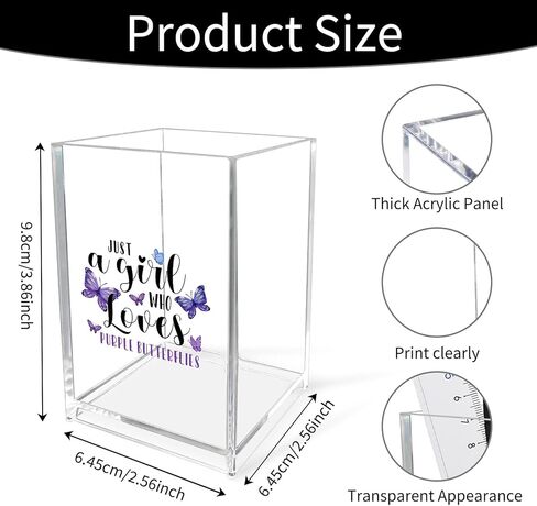 Purple Butterfly Gifts for Teens Bestie Work Friend Soul Sister Acrylic Bookmark Holder Pen Makeup Brush Pencil Cup Cute Mothers Day Gifts Birthday Christmas Butterfly Gift Office Home Desk Organizer in Kuwait