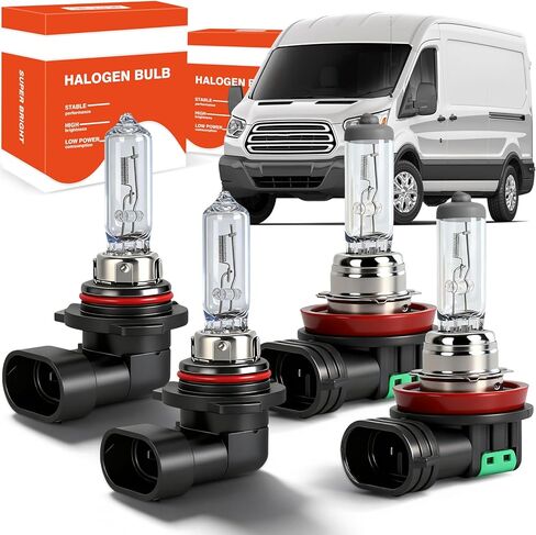 OQSNCV Fit for Ford Transit (2014-2023) Halogen Headlight Bulbs, 9005 High Beam + H11 Low Beam Headlamp Replacement Bulbs Kit, Pack of 4 in Kuwait