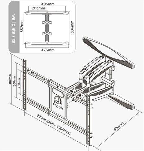 P65 Strong 6 Arms 68.2kg 55"-85" 70" Retractable LCD TV Wall Mount Bracket 600X400 400X400 Cable Cover Retractable in Saudi Arabia