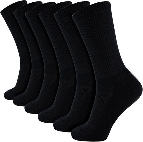 +MD Crew Socks for Men 6 Pairs, Viscose Bamboo Socks, Mens Dress Socks with Soft Cushioned, Smell Control, Black White in Kuwait