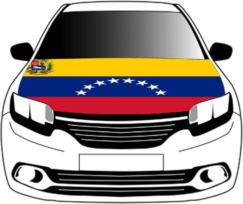 Venezuela Car Hood Cover, Flag 4x5ft Car Bonnet Banner, Universal Fit, Elastic Polyester, Stretchable, Patriotic Automotive Hood Covers, Venezuelans Patriot Gifts in Saudi Arabia
