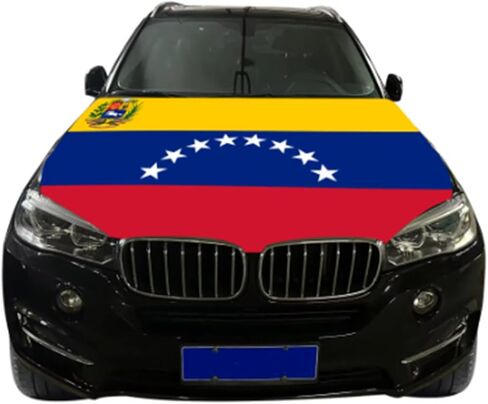 Venezuela Car Hood Cover, Flag 4x5ft Car Bonnet Banner, Universal Fit, Elastic Polyester, Stretchable, Patriotic Automotive Hood Covers, Venezuelans Patriot Gifts in Saudi Arabia