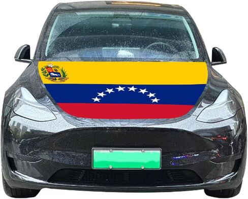Venezuela Car Hood Cover, Flag 4x5ft Car Bonnet Banner, Universal Fit, Elastic Polyester, Stretchable, Patriotic Automotive Hood Covers, Venezuelans Patriot Gifts in Saudi Arabia
