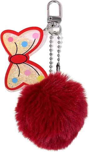 Plush Cherry Keychain Cute Fruit Bag Charms with Pom Pom Cute Fluffy Backpack Purse Charm Handbag Keyring Accessories in Saudi Arabia
