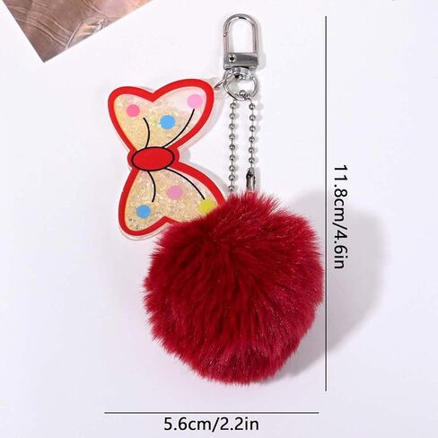 Plush Cherry Keychain Cute Fruit Bag Charms with Pom Pom Cute Fluffy Backpack Purse Charm Handbag Keyring Accessories in Saudi Arabia