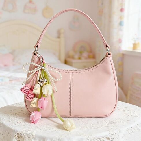 QTMY Tulip Tassel Bow Pearl Beaded Braided Keychain Bag Charms for Handbag Purse Backpack Accessories Bogg Bag,372 in Saudi Arabia