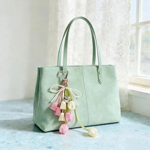 QTMY Tulip Tassel Bow Pearl Beaded Braided Keychain Bag Charms for Handbag Purse Backpack Accessories Bogg Bag,372 in Saudi Arabia
