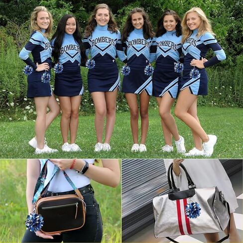 REHALY 24Pcs Pom Pom Keychain Cheerleader Gifts Cheerleading Keyring Charm Foil with Keychain Hooks for Team Sports Women in Saudi Arabia