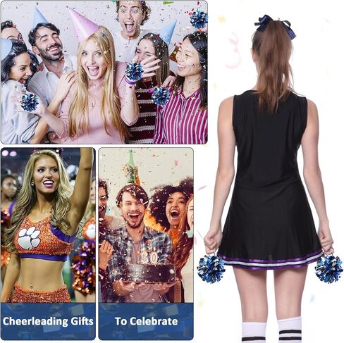 REHALY 24Pcs Pom Pom Keychain Cheerleader Gifts Cheerleading Keyring Charm Foil with Keychain Hooks for Team Sports Women in Saudi Arabia