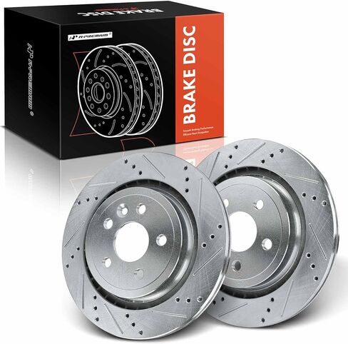 A-Premium 11.89 inch (302.00mm) Rear Drilled and Slotted Disc Brake Rotors Compatible with Volvo Models - S60 2011-2018, XC70 2008-2016, S80 2007-2016, V60/V60 Cross Country 2015-2018, V70, 2-PC Set in Saudi Arabia