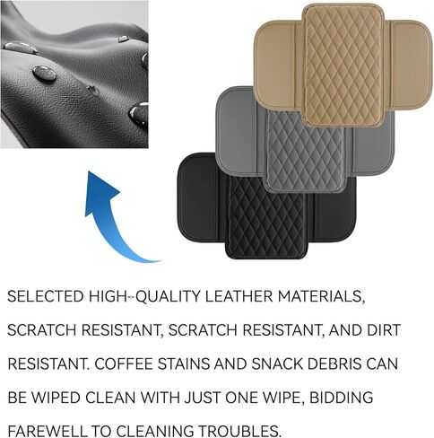 Car Center Console Armrest Cover with Storage Pockets, Universal Upgraded Microfiber Leather Center Console Organizer Protector for Most Cars SUVs Trucks Armrest Pad Interior Accessories (Black) in Saudi Arabia