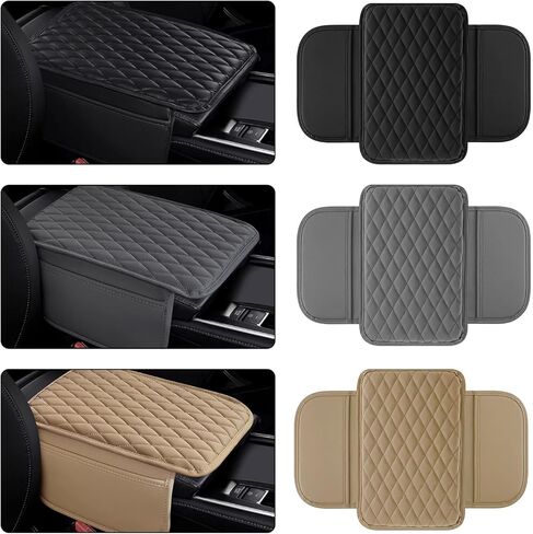 Car Center Console Armrest Cover with Storage Pockets, Universal Upgraded Microfiber Leather Center Console Organizer Protector for Most Cars SUVs Trucks Armrest Pad Interior Accessories (Black) in Saudi Arabia