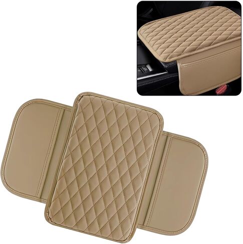 Car Center Console Armrest Cover with Storage Pockets, Universal Upgraded Microfiber Leather Center Console Organizer Protector for Most Cars SUVs Trucks Armrest Pad Interior Accessories (Black) in Saudi Arabia
