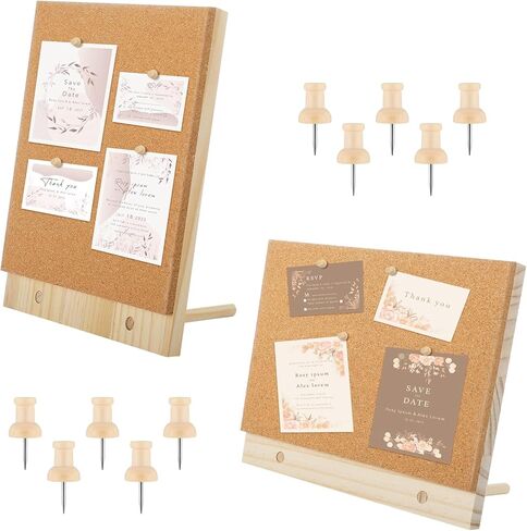 2 قطعة لوحة فلين سطح المكتب 9.8 بوصة × 8.3 بوصة لوحة إعلانات بإطار خشبي مع 12 دبابيس دفع عرض لوحات صور مذكرة للرسائل للمنزل والمكتب والمدرسة ديكور الحائط in Kuwait