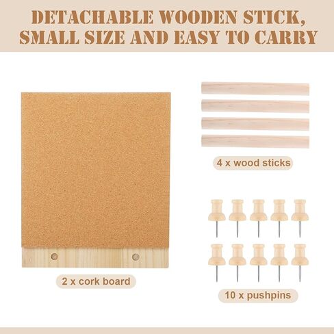 2 قطعة لوحة فلين سطح المكتب 9.8 بوصة × 8.3 بوصة لوحة إعلانات بإطار خشبي مع 12 دبابيس دفع عرض لوحات صور مذكرة للرسائل للمنزل والمكتب والمدرسة ديكور الحائط in Kuwait