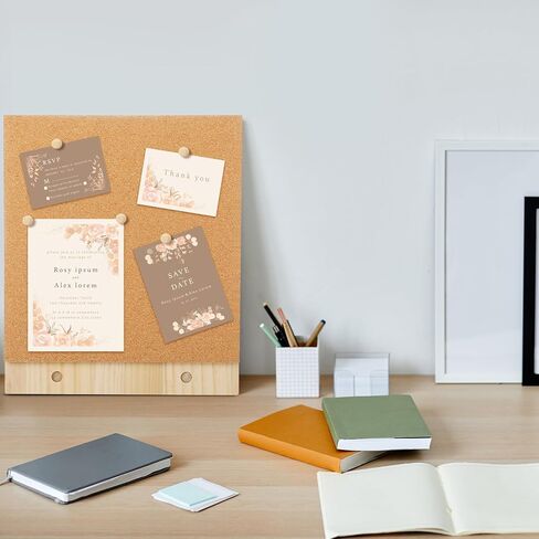 2 قطعة لوحة فلين سطح المكتب 9.8 بوصة × 8.3 بوصة لوحة إعلانات بإطار خشبي مع 12 دبابيس دفع عرض لوحات صور مذكرة للرسائل للمنزل والمكتب والمدرسة ديكور الحائط in Kuwait