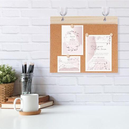 2 قطعة لوحة فلين سطح المكتب 9.8 بوصة × 8.3 بوصة لوحة إعلانات بإطار خشبي مع 12 دبابيس دفع عرض لوحات صور مذكرة للرسائل للمنزل والمكتب والمدرسة ديكور الحائط in Kuwait